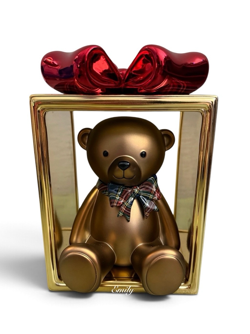 Bath & Body Works Gold TEDDY BEAR PRESENT Pedestal 3-Wick Candle Holder 🧸 - Picture 4 of 10